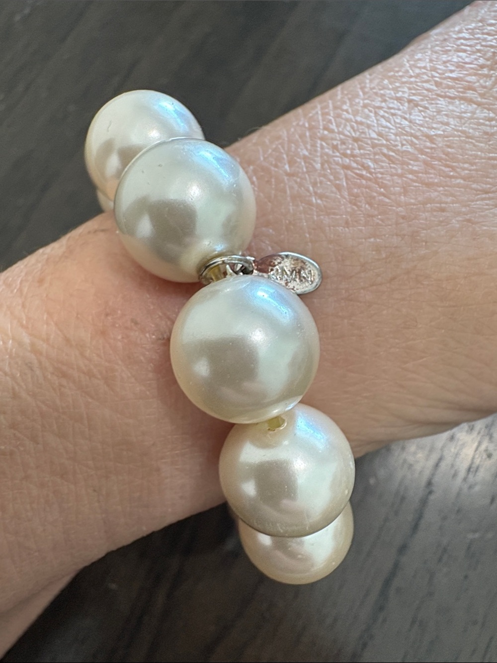 Pearl Stretch Bracelet - White Faux Pearls